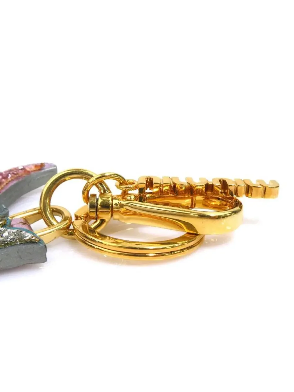 Auth Miumiu Charm Key Ring Purple/Gold #308920M11B